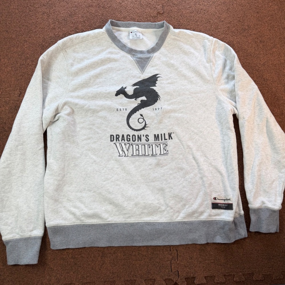 Champion Dragon's Milk White New Holland Brewing Sweatshirt Mens XL Gray